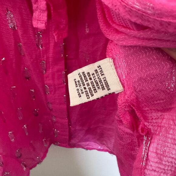 Beach Bunny Women's Tie Front Coverup in Hot Pink/Silver Size XS - Picture 4 of 5